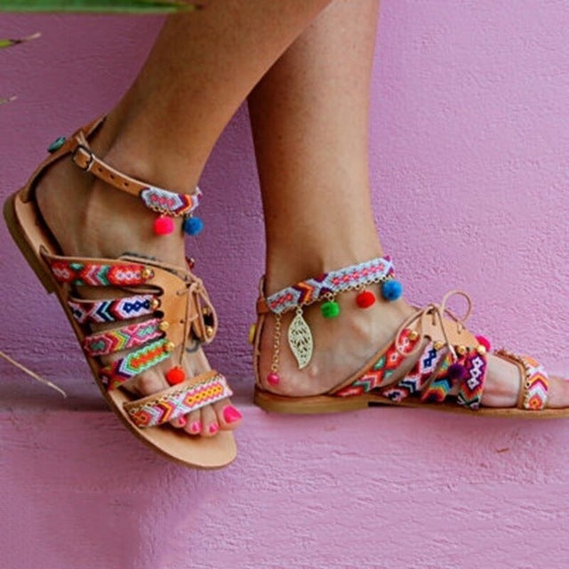 Ethnic Bohemian Summer Woman Pompon