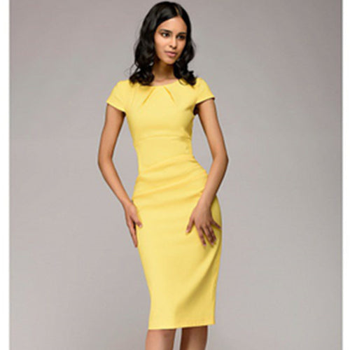 Summer 2018 Dress Women Solid Slim