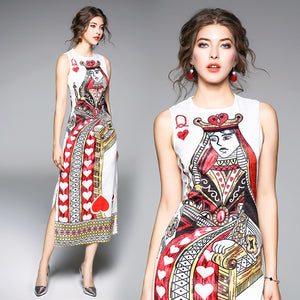 New Fashion Women Long Dress Printing Pocket Elegant