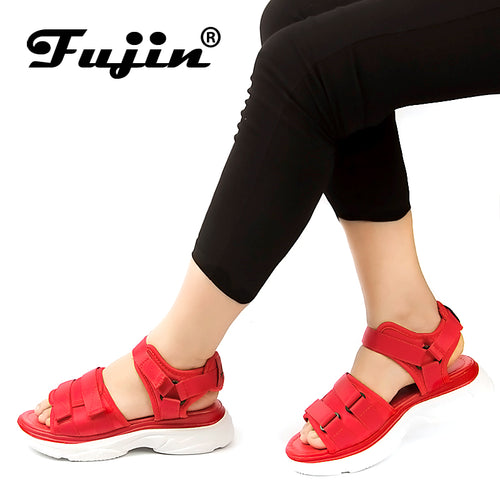Platform Flat Sandals Lady Leather Shoes