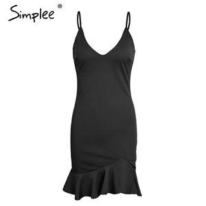 Simplee Sexy v neck ruffle strap