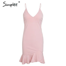 Simplee Sexy v neck ruffle strap