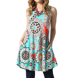 Bohemian Beach Dress Casual Dresses Vestido Sleeveless Sundress