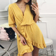GUMPRUN Polka Dot Print Elagant Red Dress Women Sexy