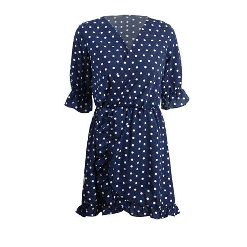 GUMPRUN Polka Dot Print Elagant Red Dress Women Sexy