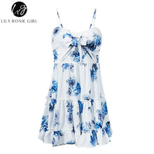 Lily Rosie Girl Red Print Floral Beach Dress Ruffles