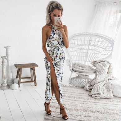 DeRuiLaDy 2018 Boho Floral Print Straps Long